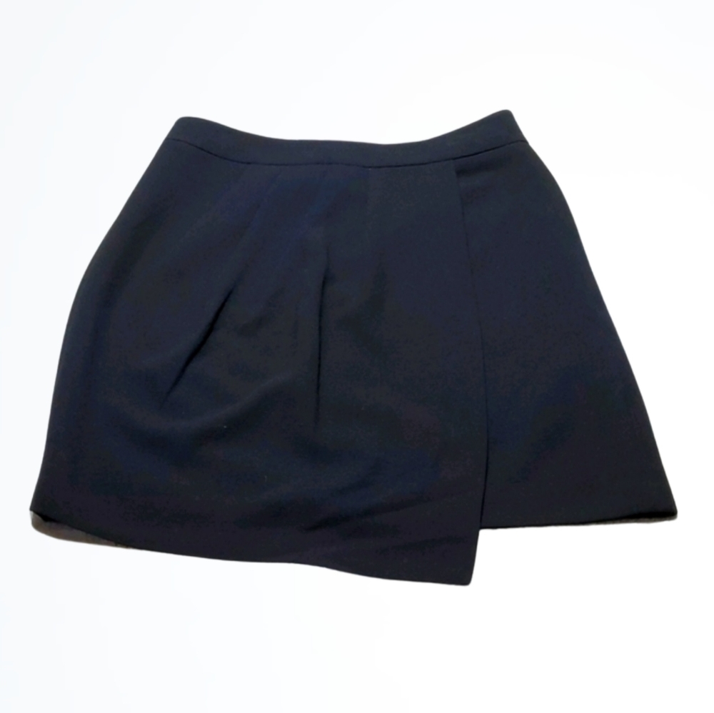 French Connection Black Faux Wrap Above Knee Skirt Size 12 Waist 32 Inches